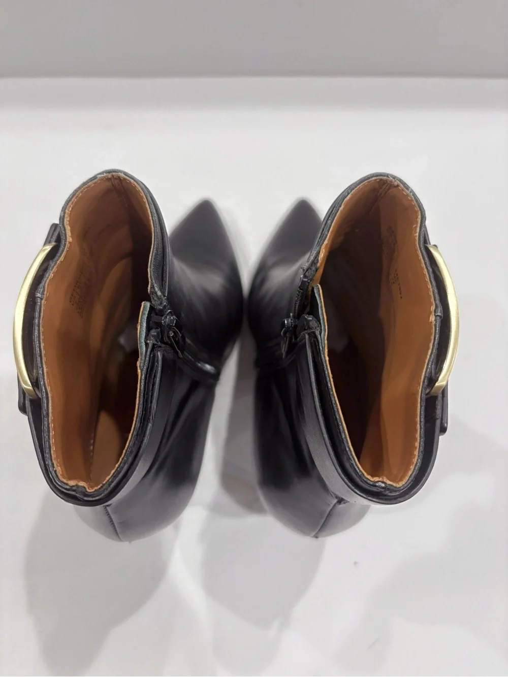 Calvin Klein Georgene Ankle Boots Women US 7 Black Leather Pointed Toe Chic Glam